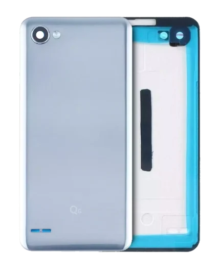 Back Cover Glass Compatible For LG Q6 With Finger Print (Genuine OEM) (Ice Platinum Silver)