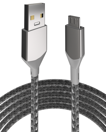 3 ft Micro USB To USB Type A Cable (EzeePro) (Infinity) (Silver)