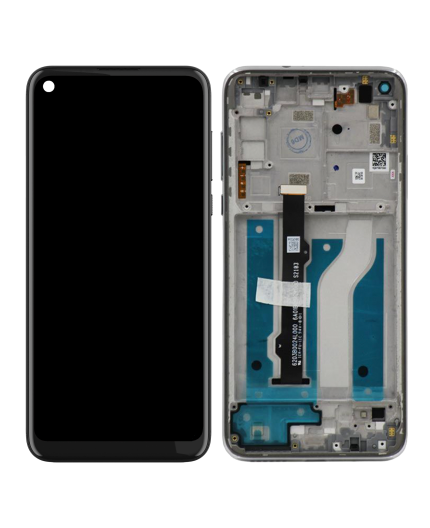 LCD Assembly With Frame Compatible For Motorola Moto G Fast (XT2045-3 / 2020) (Genuine OEM) (Pearl White)