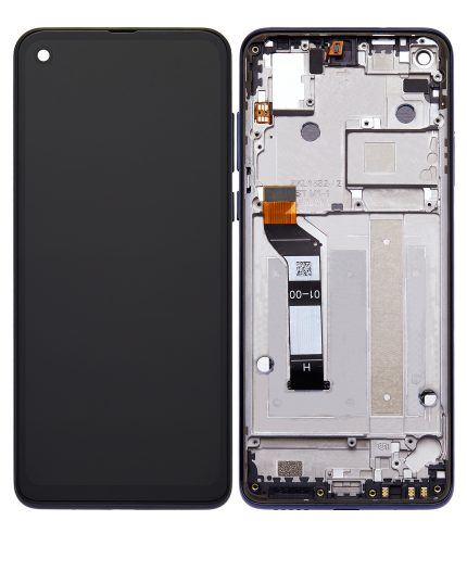 LCD Assembly With Frame Compatible For Motorola One Action (XT2013 / 2019) (Refurbished) (Denim Blue)