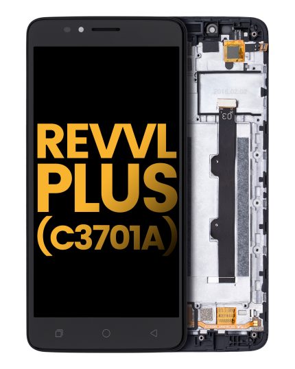 LCD Assembly With Frame Compatible For T-Mobile Revvl Plus (C3701A) (Refurbished) (Black)