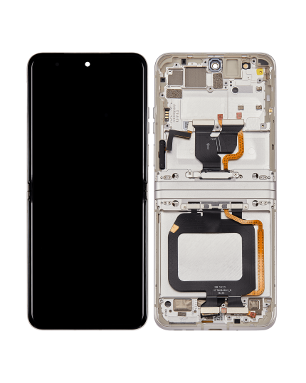 Main OLED Assembly With Frame Compatible For Motorola Razr / Razr 40 (XT2323 / 2023) (Refurbished) (Vanilla Cream)