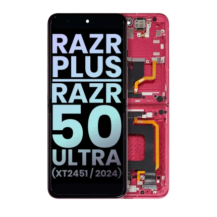 Main OLED Assembly Compatible For Motorola Razr Plus / Razr 50 Ultra (XT2451 / 2024) (Genuine OEM) (Hot Pink)