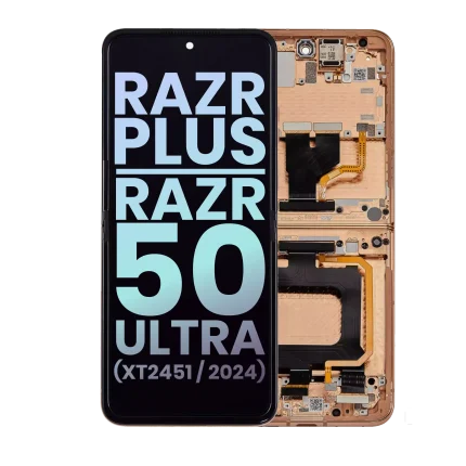 Main OLED Assembly Compatible For Motorola Razr Plus / Razr 50 Ultra (XT2451 / 2024) (Genuine OEM) (Peach Fuzz)