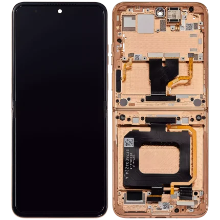 Main OLED Assembly With Frame Compatible For Motorola Razr Plus / Razr 50 Ultra (XT2451 / 2024) (Refurbished) (Peach Fuzz)
