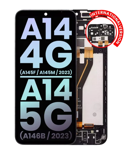LCD Assembly With Frame Compatible For Samsung Galaxy A14 4G (A145F / A145M / 2023) / A14 5G (A146B / 2023) (International Version) (Service Pack) (All Colors)