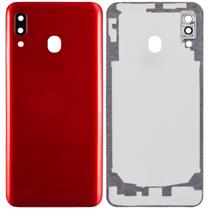 Back cover Glass With Camera Lens Compatible For Samsung Galaxy A20 (A205 / 2019) (Aftermarket Plus) (Red)
