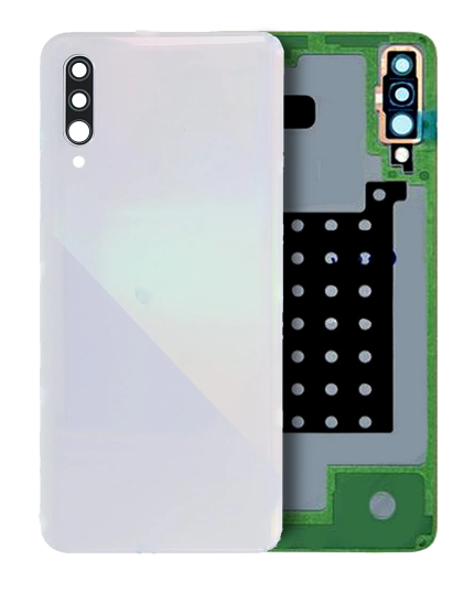 Back Cover Glass With Camera Lens Compatible For Samsung Galaxy A30S (A307 / 2019) (Service Pack) (White)