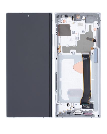 OLED Assembly With Frame Compatible For Samsung Galaxy Note 20 Ultra 5G (Used OEM Pull: Grade B/C) (Mystic White)