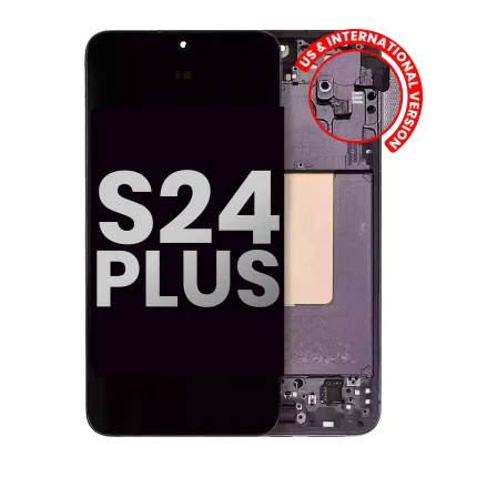OLED Assembly With Frame Compatible For Samsung Galaxy S24 Plus 5G (US & International Version) (Used OEM Pull: Grade B/C) (Onyx Black)