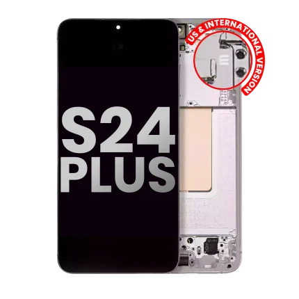 OLED Assembly With Frame Compatible For Samsung Galaxy S24 Plus 5G (US & International Version) (Used OEM Pull: Grade A) (Marble Grey)