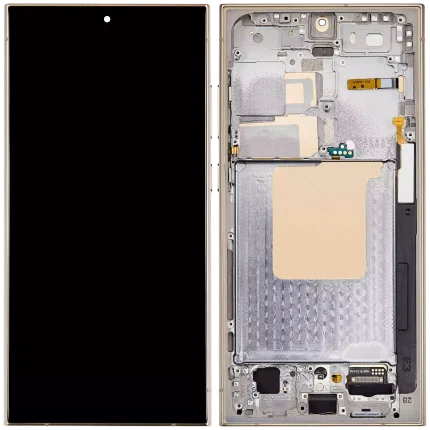 OLED Assembly With Frame Compatible For Samsung Galaxy S24 Ultra (US & International Version) (Aftermarket Plus) (Titanium Yellow)