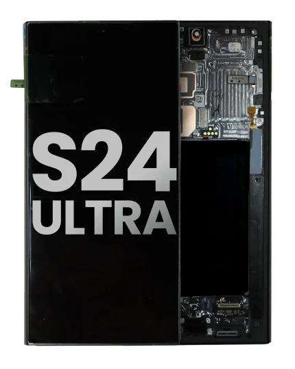 OLED Assembly With Frame Compatible For Samsung Galaxy S24 Ultra (Used OEM Pull: Grade A) (Titanium Black)