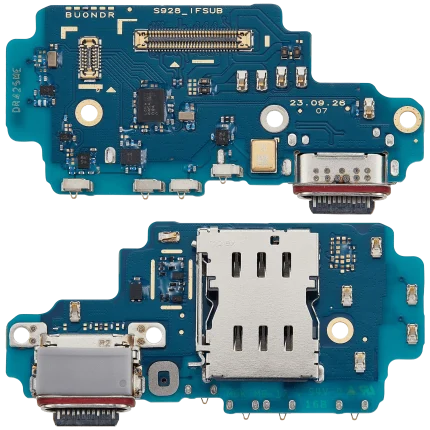 Charging Port Board With Sim Card Reader Compatible For Samsung Galaxy S24 Ultra 5G (S9280) (Dual Card Version) (Premium)