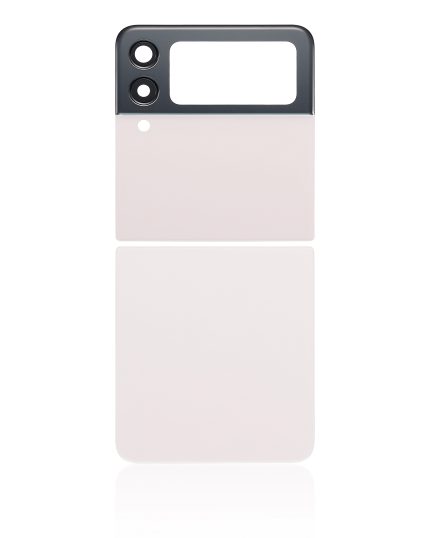 Top & Bottom Back Cover Glass With Camera Lens Compatible For Samsung Galaxy Z Flip 3 5G (Aftermarket Plus) (White)