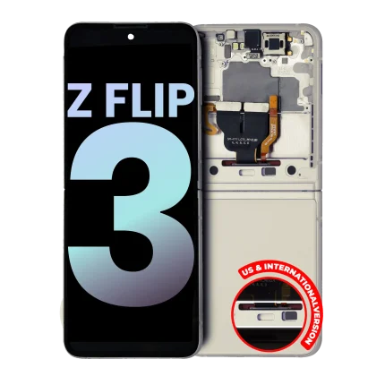 Inner OLED Assembly With Frame Compatible For Samsung Galaxy Z Flip 3 5G (US & International) (Service Pack) (Cream)