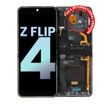 Inner OLED Assembly With Frame Compatible For Samsung Galaxy Z Flip 4 5G (US & International) (Service Pack) (Black)