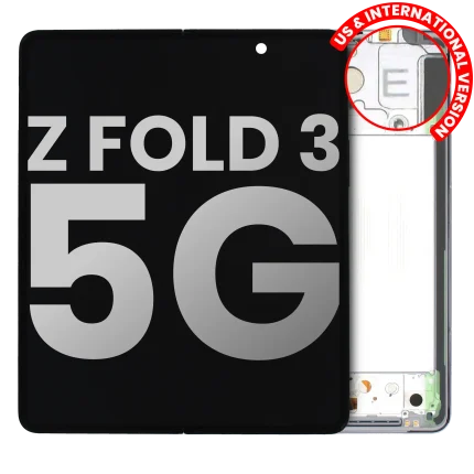 Inner OLED Assembly With Frame Compatible For Samsung Galaxy Z Fold 3 5G (US & International)( Used OEM Pull: Grade B/C) (Phantom Silver)