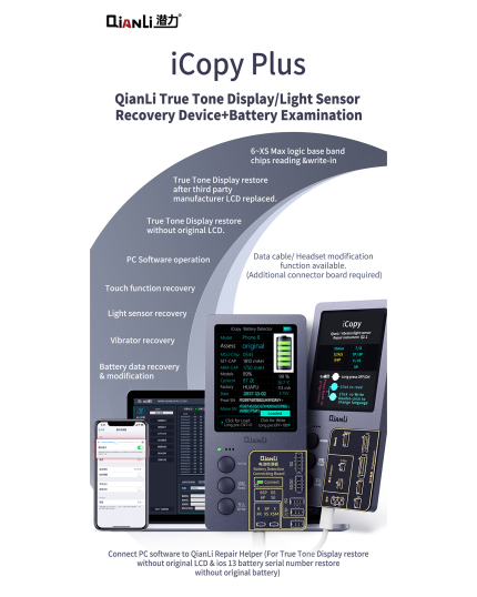 i Plus (Without Battery Tester) LCD / Vibrator / EEPROM Programmer Uptil 11 Pro Max (Version 1.0: Qianli) / (Version 2.1: Qianli) OPEN BOX