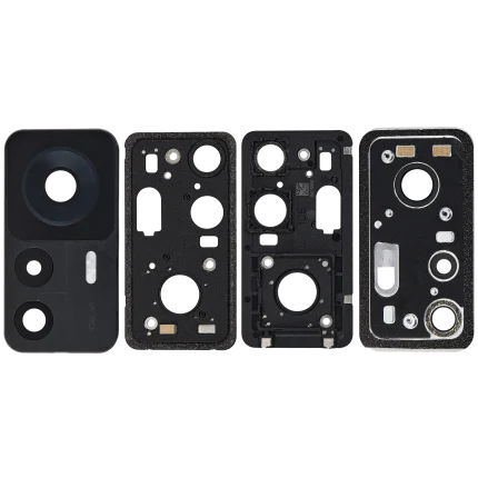 Back Camera Lens With Bracket / Bezel Compatible Fo Xiaomi 12T (2 Piece Set) (Black)