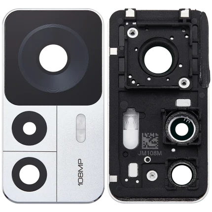 Back Camera Lens With Bracket / Bezel Compatible Fo Xiaomi 12T (2 Piece Set) (Silver)