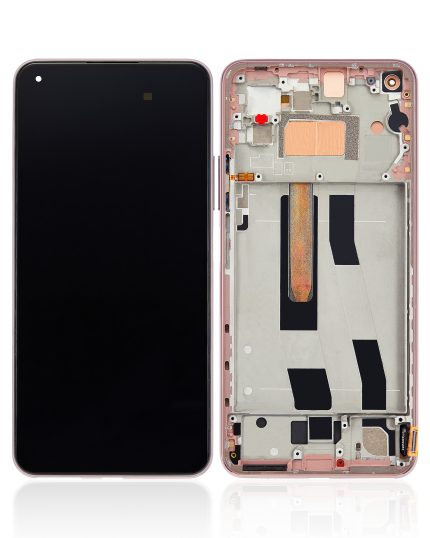 OLED Assembly With Frame Compatible For Xiaomi Mi 11 Lite (Refurbished) (Peach Pink)