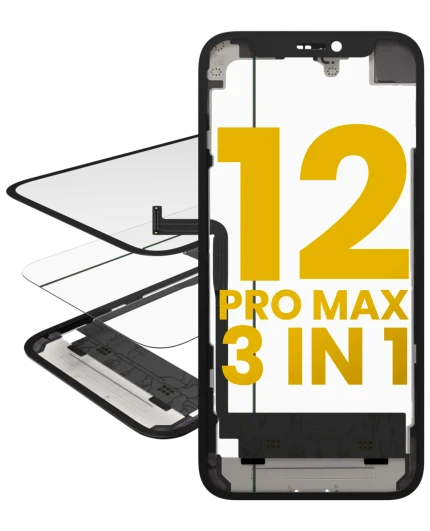 3 in 1  (Glass With OCA Pre-Installed + Frame) Compatible For iPhone 12 Pro Max (OCA Master)