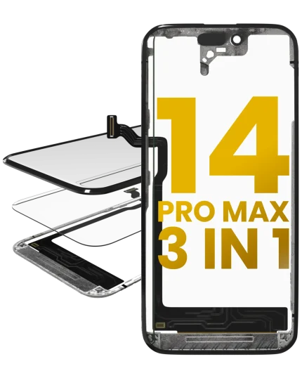 3 in 1  (Glass With OCA Pre-Installed + Frame) Compatible For iPhone 14 Pro Max (OCA Master)