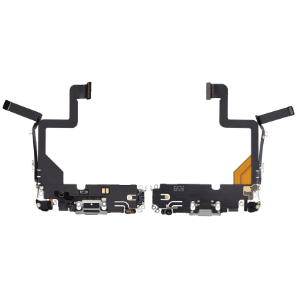 Charging Port Flex Cable Compatible For iPhone 14 Pro (Used OEM Pull) (Silver)