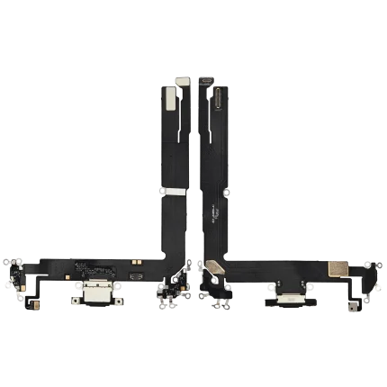 Charging Port Flex Cable Compatible For iPhone 16 Plus (Aftermarket Plus) (Black)